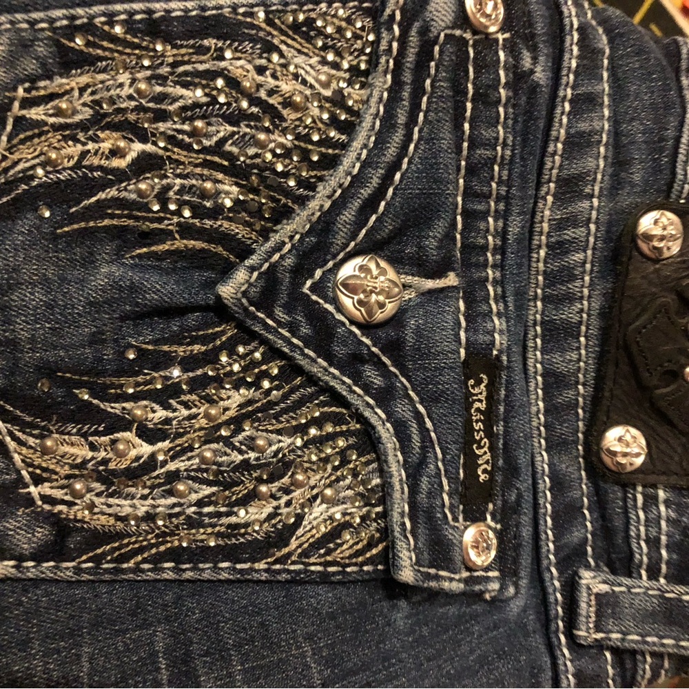 Miss Me Dark Blue Jeans with Silver Embellishments